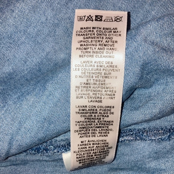 ASOS denim women’s size 6 light Blue Ruffled Peplum Jean Blouse - Picture 7 of 16